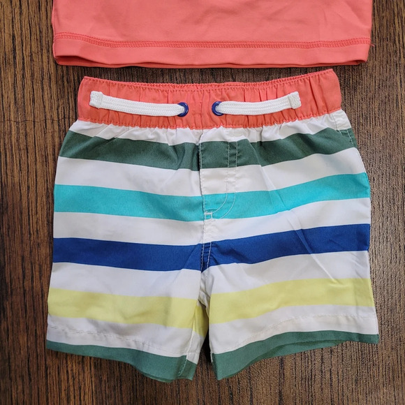 Carter's Tiny But Mighty Rashguard and Swimming Trunks Set Size Boy's 9 Months - Picture 3 of 6